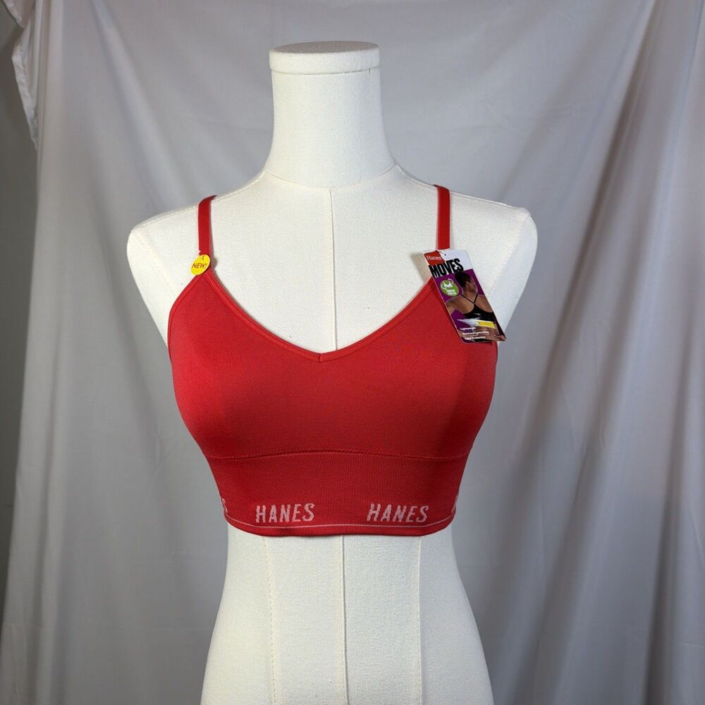 Hanes Women's Red Bralette Size S Perfect For Everyday Wear And Sleek Design